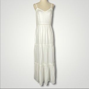 Joie Tiered Maxi Dress Rayon White. Texture Adjustable Straps. Size:S